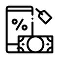 Money phone pledge icon vector outline illustration