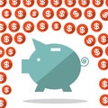 Money Pig and Dollar Rain Vector