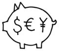 Money pig doodle icon. Financial savings sketch
