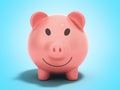 Money Piggy Bank 3d render on blue background Royalty Free Stock Photo