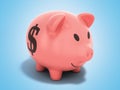 Money Piggy Bank 3d render on blue background Royalty Free Stock Photo