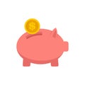 Money piggybank icon flat isolated vector