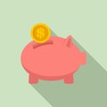 Money piggybank icon, flat style