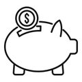 Money piggybank icon, outline style