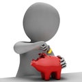 Money Piggybank Indicates Finance Saves And Wealth 3d Rendering