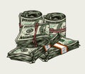 Money pile colorful vintage concept Royalty Free Stock Photo