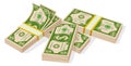 Money pile. Dollar bills in pack. Cartoon green cash Royalty Free Stock Photo