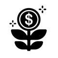 Money plant  dollar sign  vector icon illustration Royalty Free Stock Photo