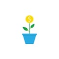 Money plant flat icon, finance and business Royalty Free Stock Photo