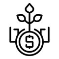 Money plant grow icon outline vector. Profit seed