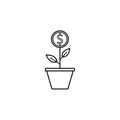 Money plant line icon, finance and business Royalty Free Stock Photo