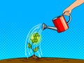 Money plant metaphor pop art vector illustration