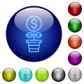 Money plant outline color glass buttons Royalty Free Stock Photo