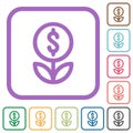 Money plant outline simple icons Royalty Free Stock Photo