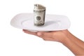 Money on plate