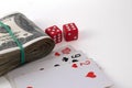 Money playing cards dice Royalty Free Stock Photo