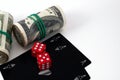 Money playing cards dice Royalty Free Stock Photo