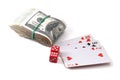 Money playing cards dice Royalty Free Stock Photo