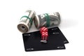 Money playing cards dice Royalty Free Stock Photo