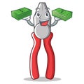 With money pliers character cartoon style Royalty Free Stock Photo