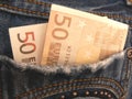 Money in pocket jeans Royalty Free Stock Photo