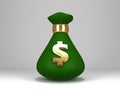 money pouch 3d render. of green sack