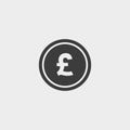 Money pound icon in a flat design in black color. Vector illustration eps10