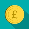 Money pound icon, flat style