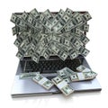 Money pouring out from laptop