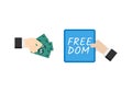 Money power to buy freedom thing on white background Royalty Free Stock Photo