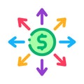 Money prevalence everywhere icon vector outline illustration Royalty Free Stock Photo