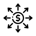 Money prevalence everywhere icon vector outline illustration