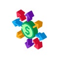 Money prevalence everywhere isometric icon vector illustration Royalty Free Stock Photo