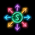 money prevalence everywhere neon glow icon illustration