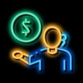 money problems neon glow icon illustration