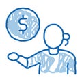 money problems doodle icon hand drawn illustration