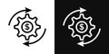 Money Processes Icon Set. Optimize Cost Expense Payroll Vector Symbol in a Black Filled and Outlined Style. Streamlining Finances Royalty Free Stock Photo