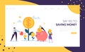 Money Profit Grow Business Landing Page. Investment Financial Concept. People Increasing Capital and Watering Tree Royalty Free Stock Photo