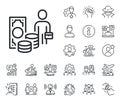 Money profit line icon. Person with suitcase sign. Specialist, doctor and job competition. Vector