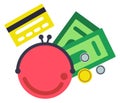 Money purse color icon. Wallet finance symbol Royalty Free Stock Photo
