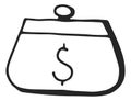 Money purse icon. Hand bag with dollar sign Royalty Free Stock Photo