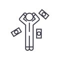 Money question man linear icon, sign, symbol, vector on isolated background