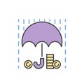 Money rain and umbrella sign icon vector Royalty Free Stock Photo