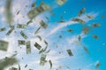 Money raining and falling down from sky. 3D rendered illustration Royalty Free Stock Photo