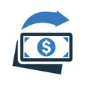 Money refund icon, fast cash return