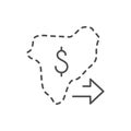 Money relocation line outline icon