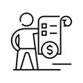 Money repeipt line icon, concept sign, outline vector illustration, linear symbol. Royalty Free Stock Photo