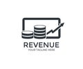 Money revenue graph logo design. Concept of corporate business economy and financial growth by investment in valuabl.