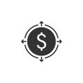 Money revenue icon in flat style. Dollar coin vector illustration on white isolated background. Finance structure business concept