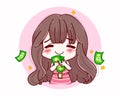 Money rich woman and business character design